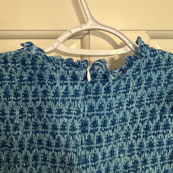 OLIPHANT Smocked Flirty Blue Short Dress in Fern Blue 1707 - Picture 8 of 12